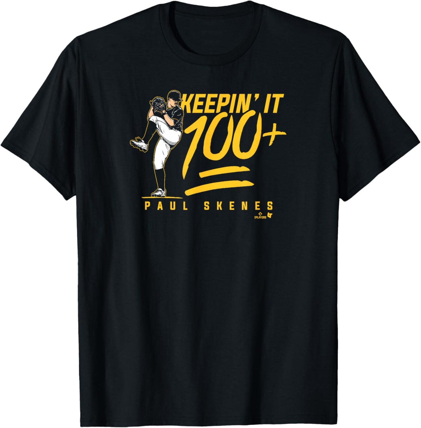 Paul Skenes - Keepin' It 100+ - Pittsburgh Baseball T-Shirt - T-Shirt | Black