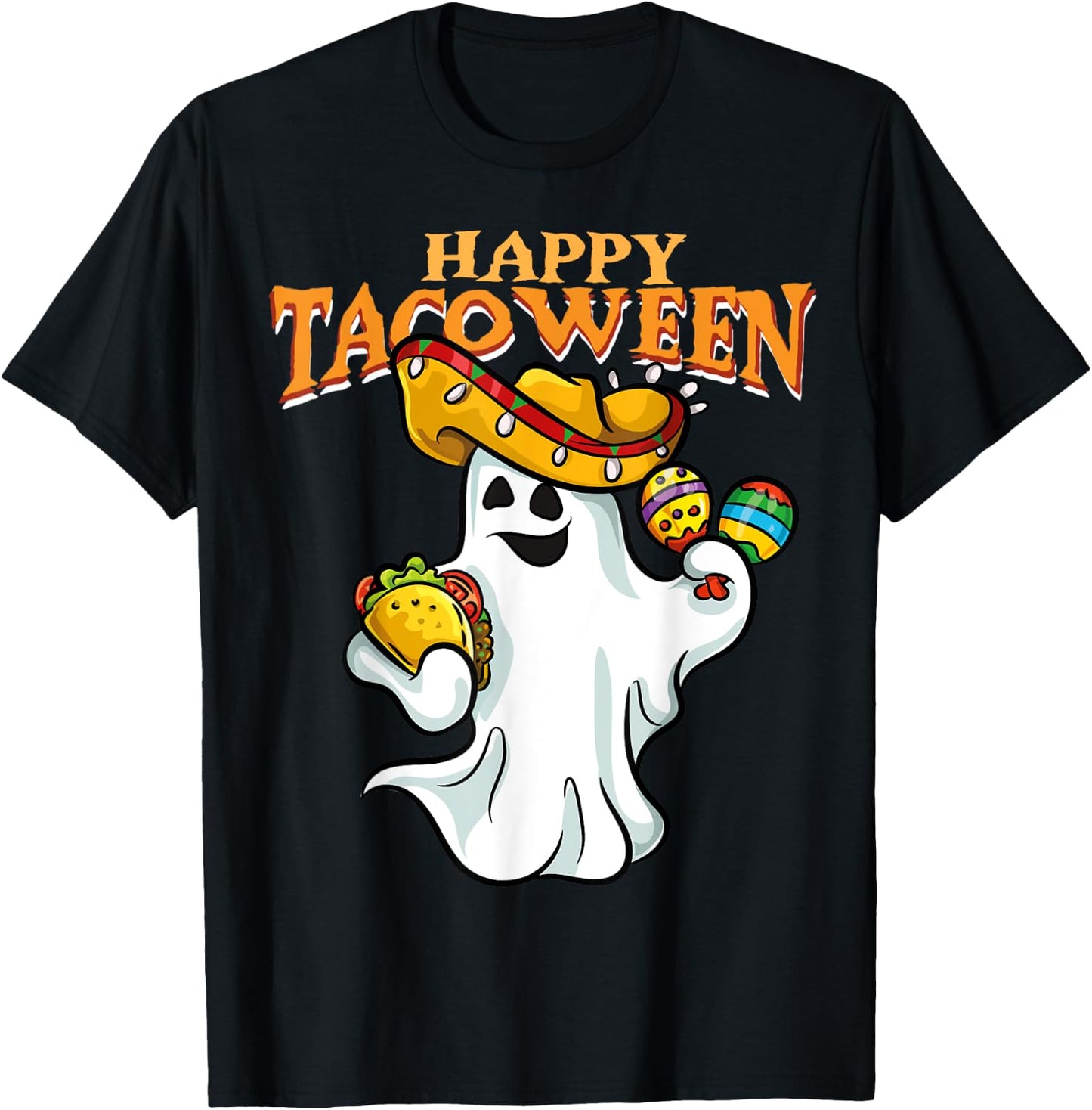 Tacoween Halloween Mexico Mexican Ghost Taco Costume T-Shirt - T-Shirt | Black