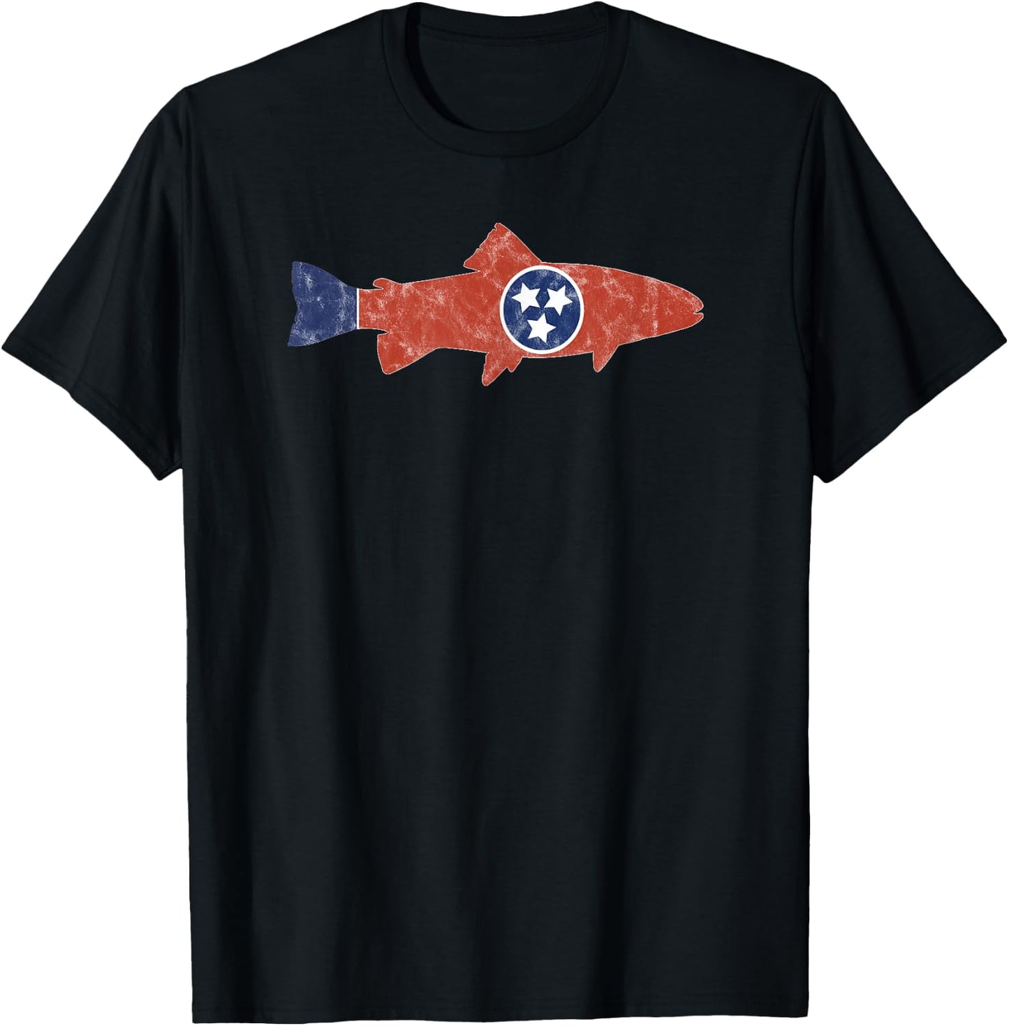 State of Tennessee Tri Star Trout Fishing Kayak Angler Shirt T-Shirt - T-Shirt | Black