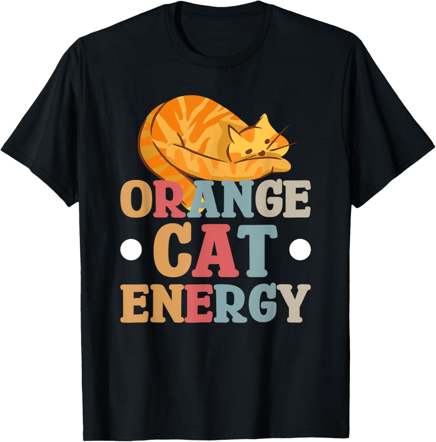 Orange Cat Energy Men Women Kids T-Shirt - T-Shirt | Black