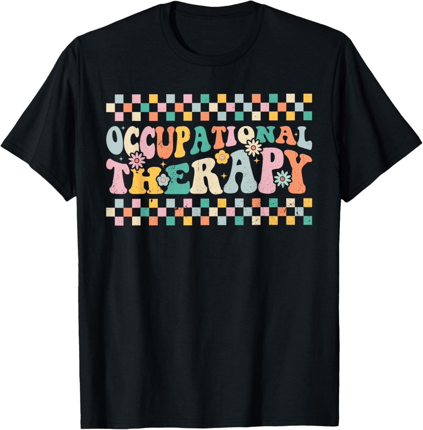 Occupational Therapy -OT Therapist OT Month Groovy Retro T-Shirt - T-Shirt | Black