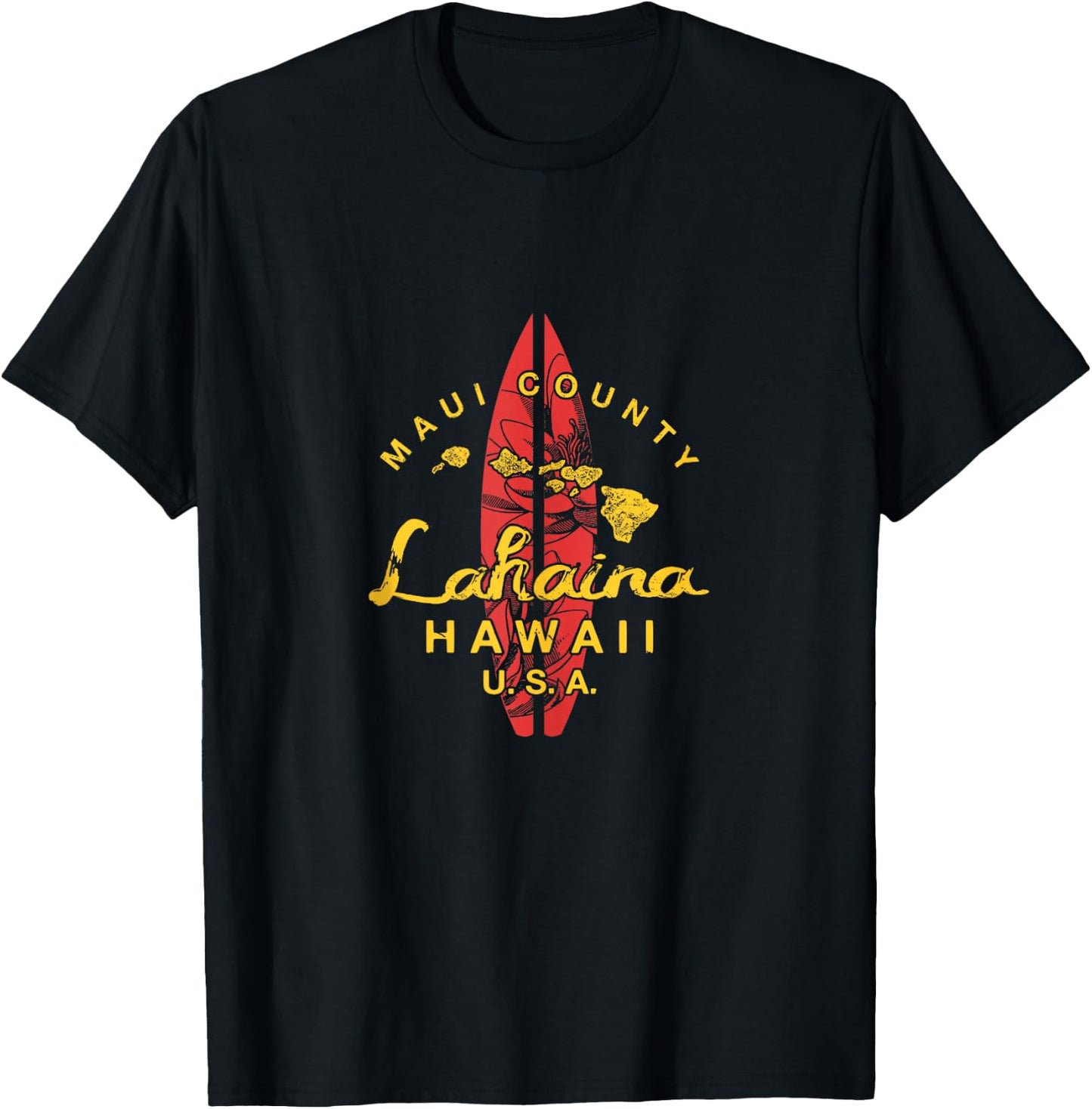 Lahaina Hawaii Maui Surfing T-Shirt - T-Shirt | Black