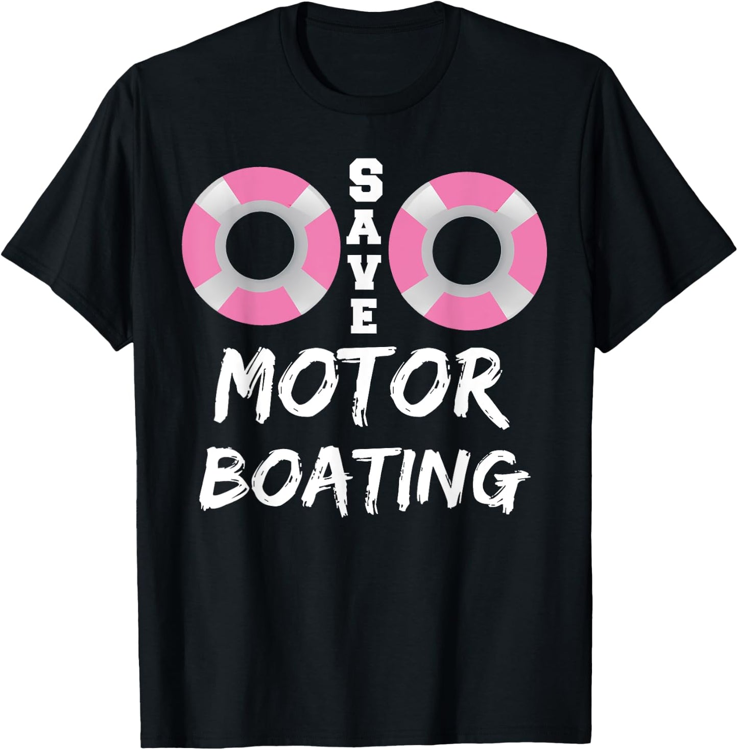 Funny Breast Cancer Supporter Matching Group Save Motor Boat T-Shirt - T-Shirt | Black