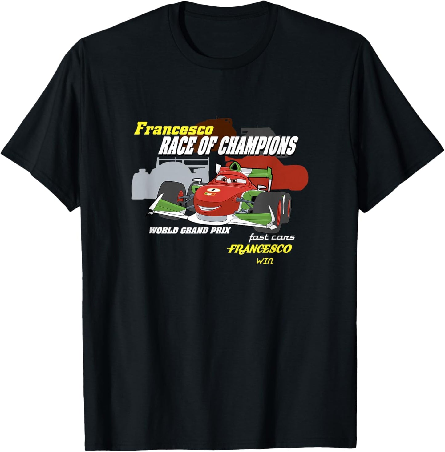 Disney Pixar Cars 2 Francesco Bernoulli Race Of Champions T-Shirt - T-Shirt | Black