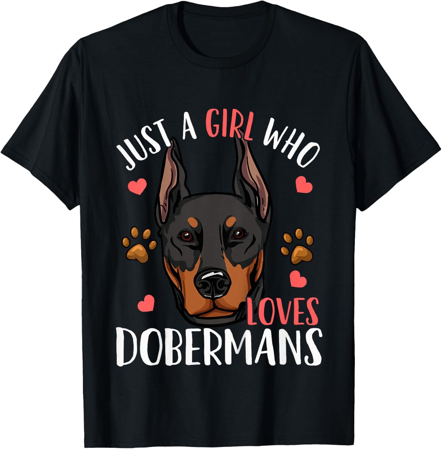 Kids Doberman Just A Girl Who Loves Dobermans Gift T-Shirt - T-Shirt | Black
