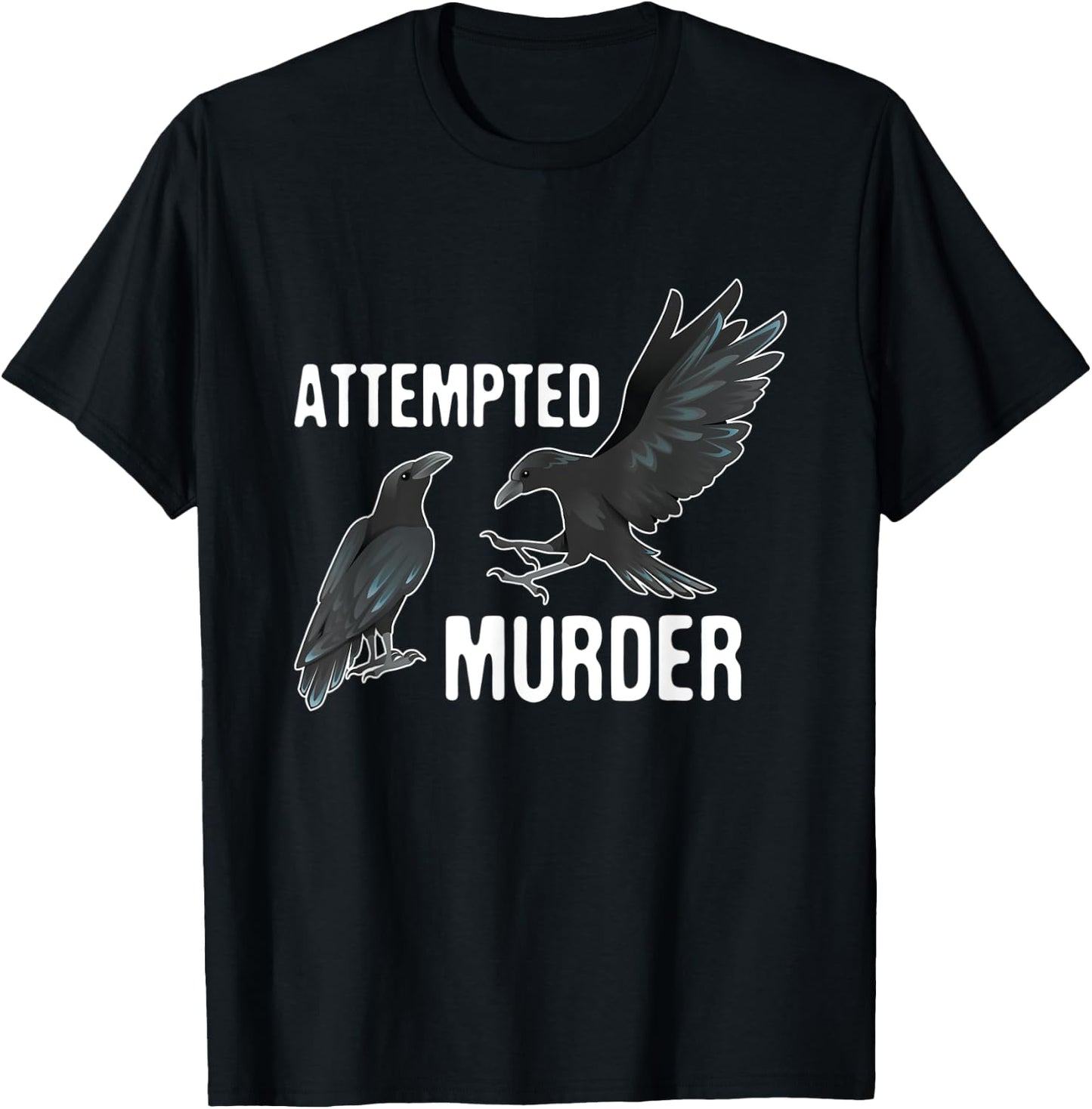 Vintage Attempted Murder Of Crows Bird Watcher Gift T-Shirt - T-Shirt | Black