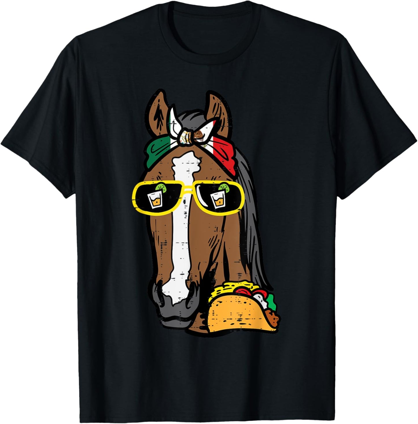 Horse Mexico Flag Cinco De Mayo Mexican Independence Day T-Shirt - T-Shirt | Black