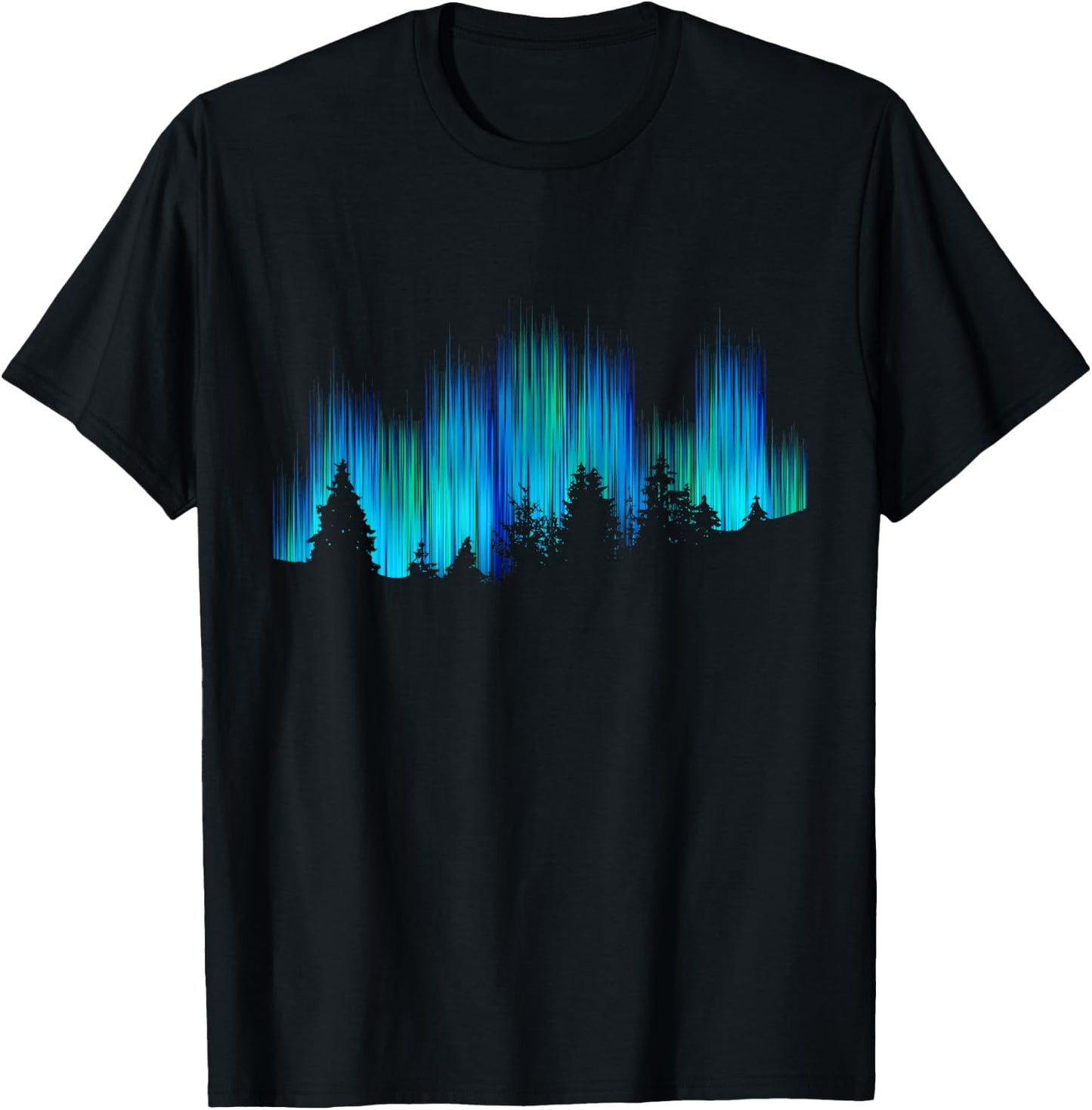 Northern Lights Aurora Borealis Island Holiday T-Shirt - T-Shirt | Black