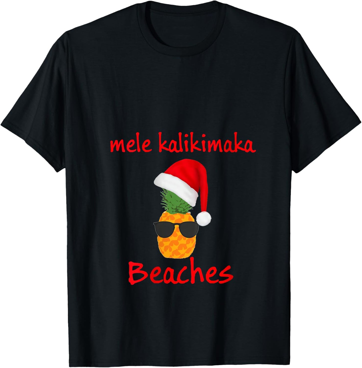 Mele Kalikimaka beaches Sunglasses Merry Hawaiian Christmas V-Neck T-Shirt - T-Shirt | Black