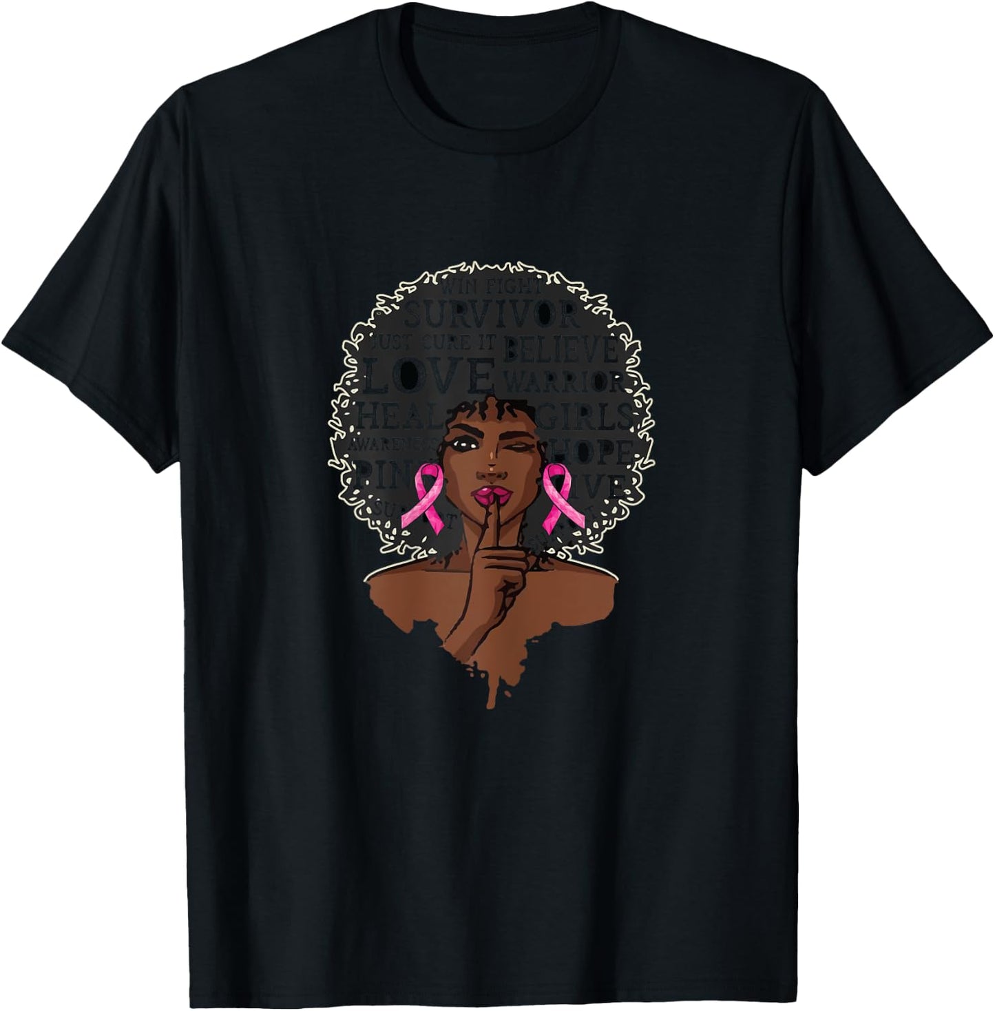 Black African American Breast Cancer Awareness Warrior Gift T-Shirt - T-Shirt | Black