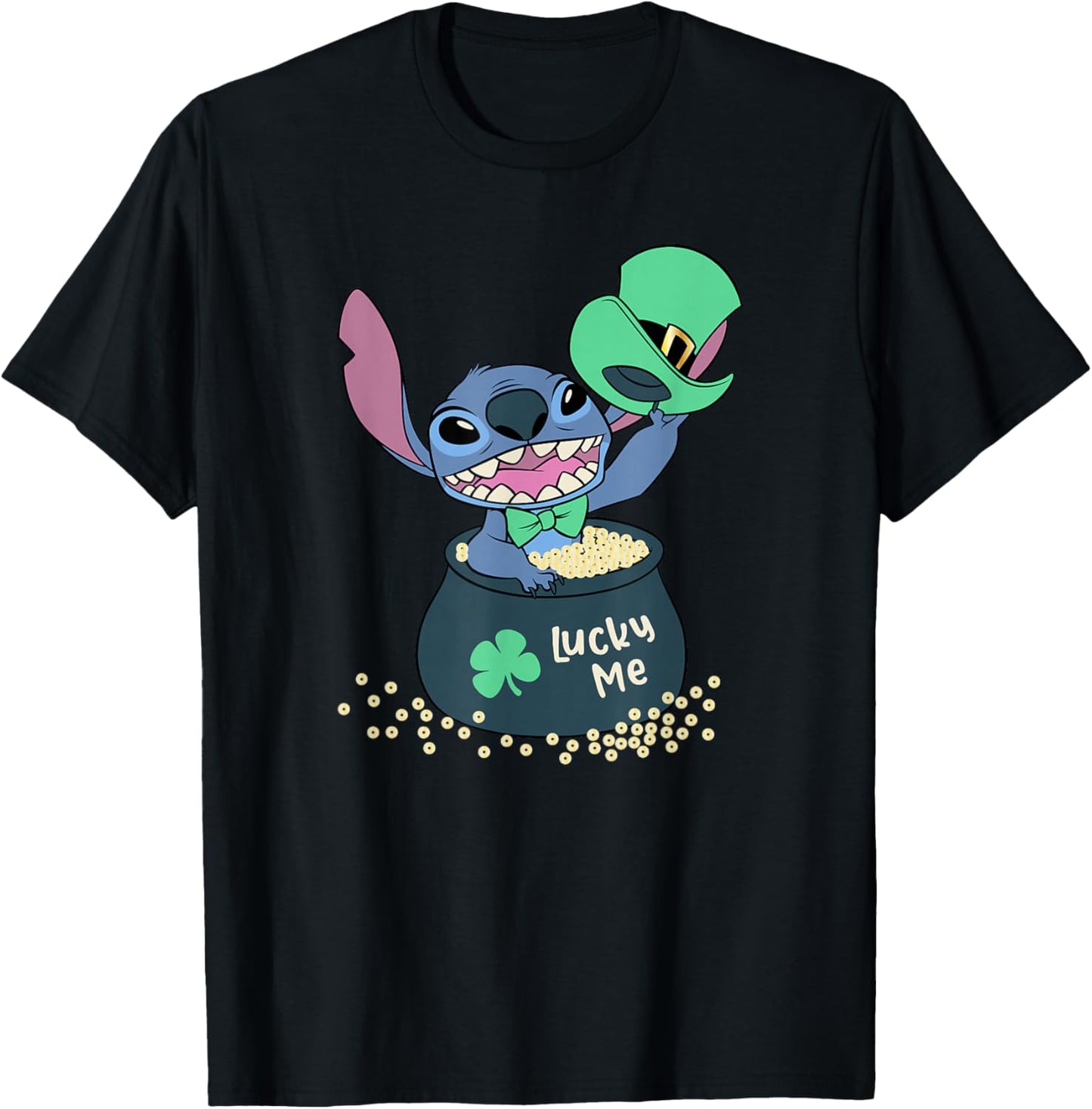 Disney Lilo & Stitch St. Patrick's Day Lucky Me Treasure T-Shirt - T-Shirt | Black