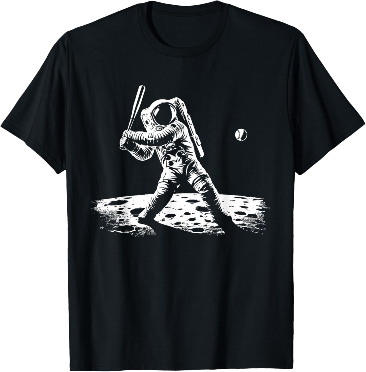 Baseball Novelty Astronaut Men Women Kids Funny Baseball T-Shirt - T-Shirt | Black