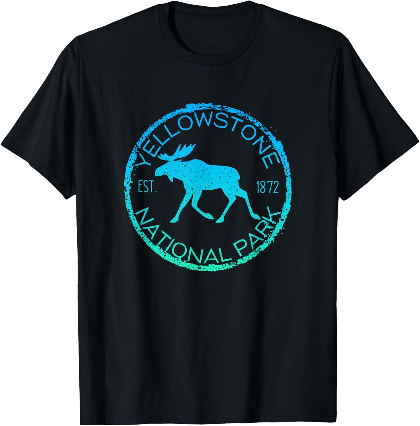 Moose Design Yellowstone National Park Souvenir Hiker's T-Shirt - T-Shirt | Black