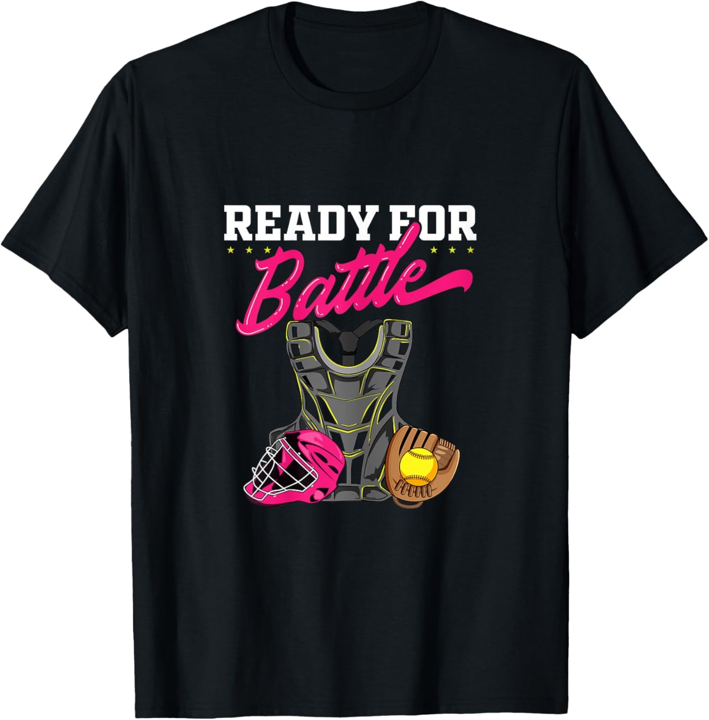 Softball Catcher Sports Design- Women Girls Softball Player T-Shirt - T-Shirt | Black