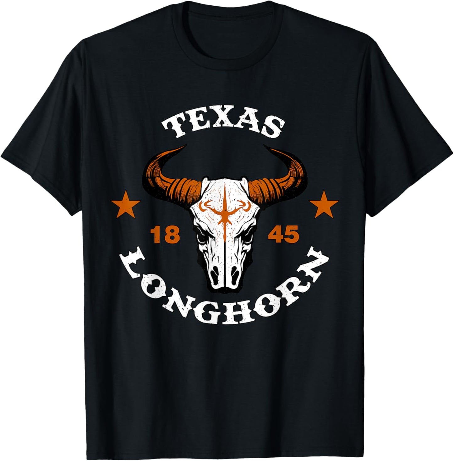 Texas 1845 Vintage Longhorn T-Shirt - T-Shirt | Black