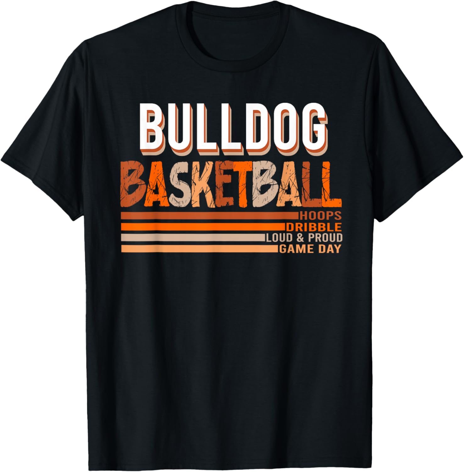Bulldogs School Spirit Orange Black Retro Basketball Bulldog Men Women Kids T-Shirt - T-Shirt | Black
