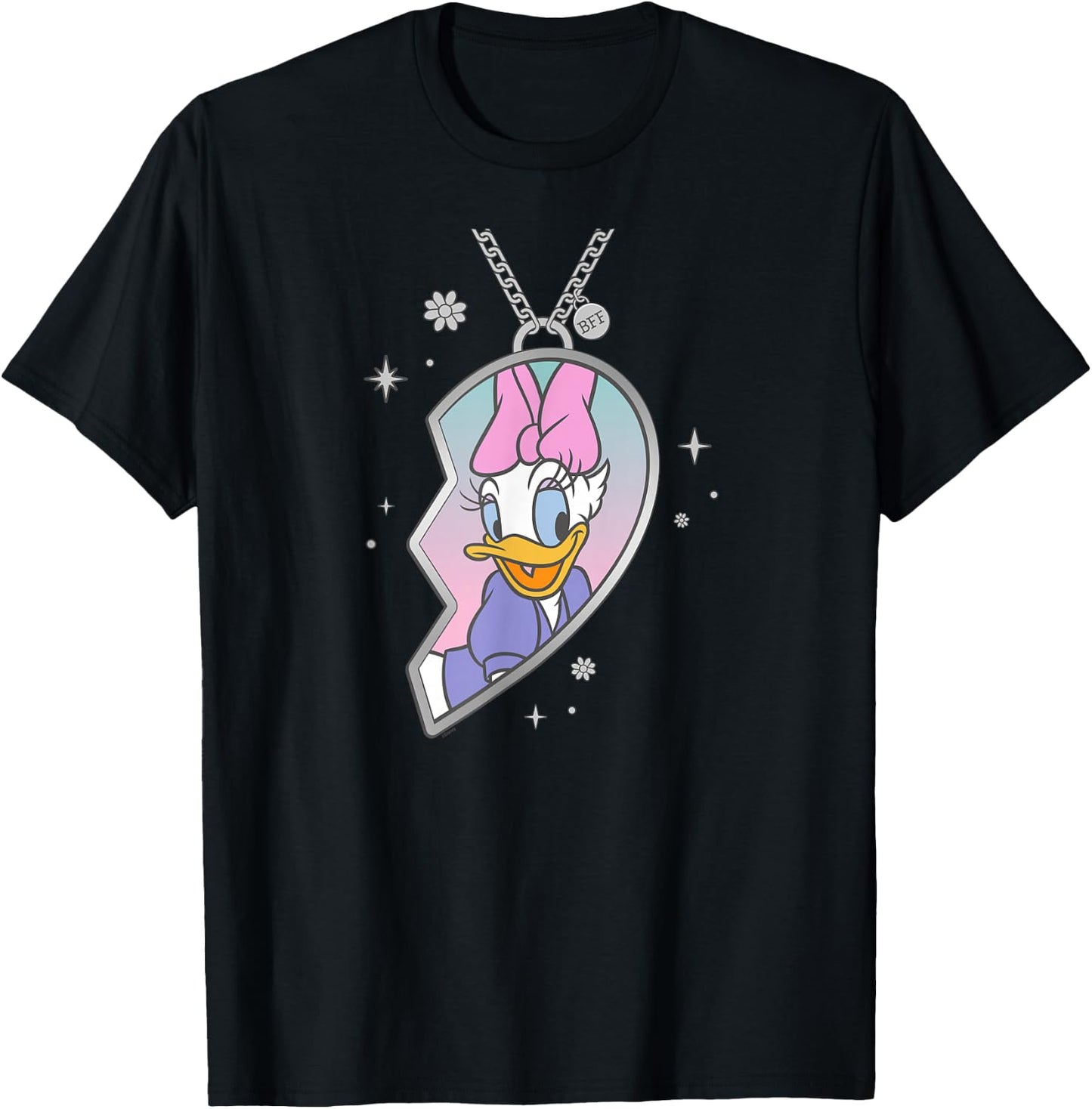 Disney BFF Best Friends Matching Heart Necklace Daisy Duck T-Shirt - T-Shirt | Black