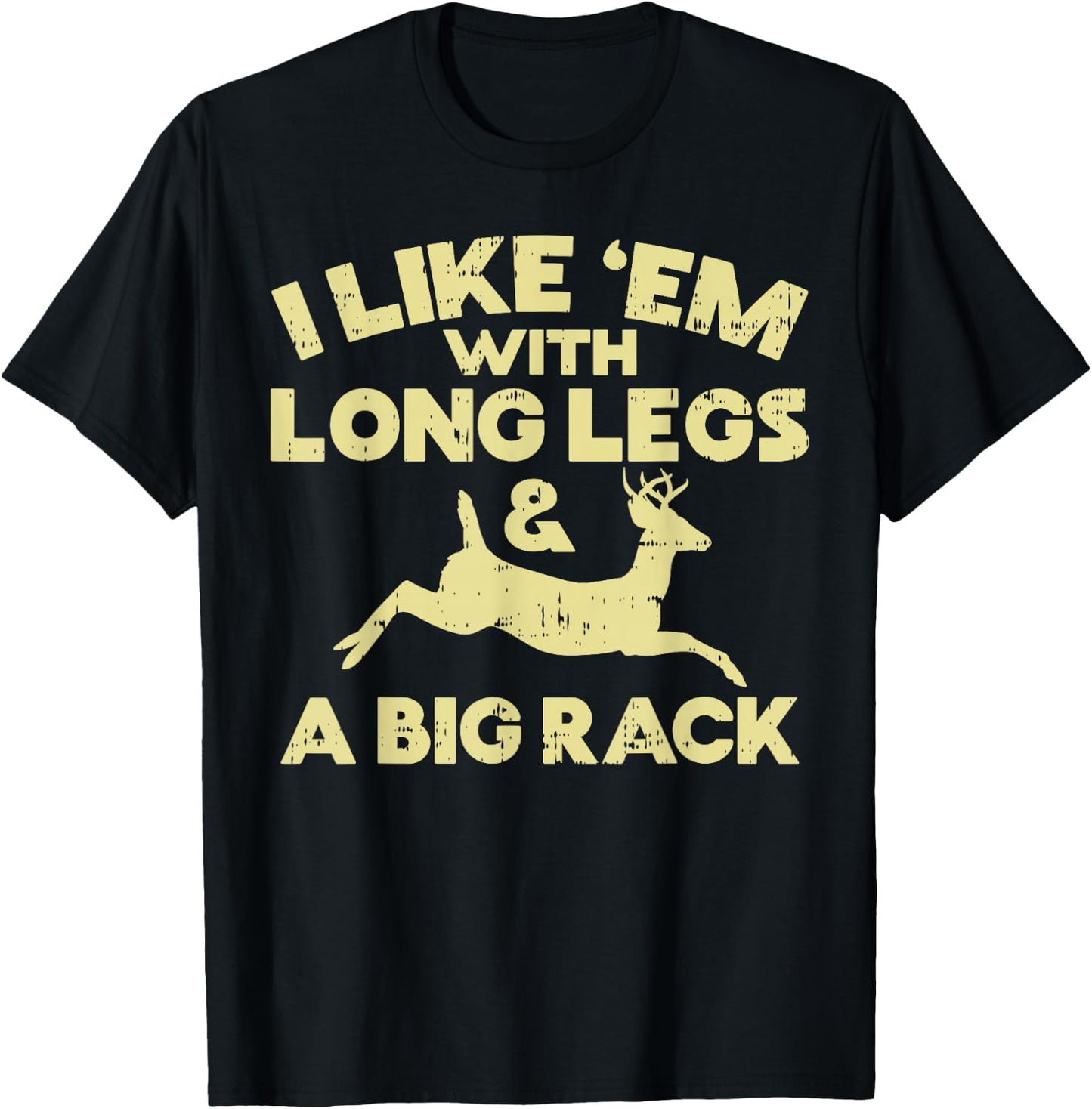 Long Legs Big Rack Deer Vintage Elk Buck Hunting Hunter Gift T-Shirt - T-Shirt | Black