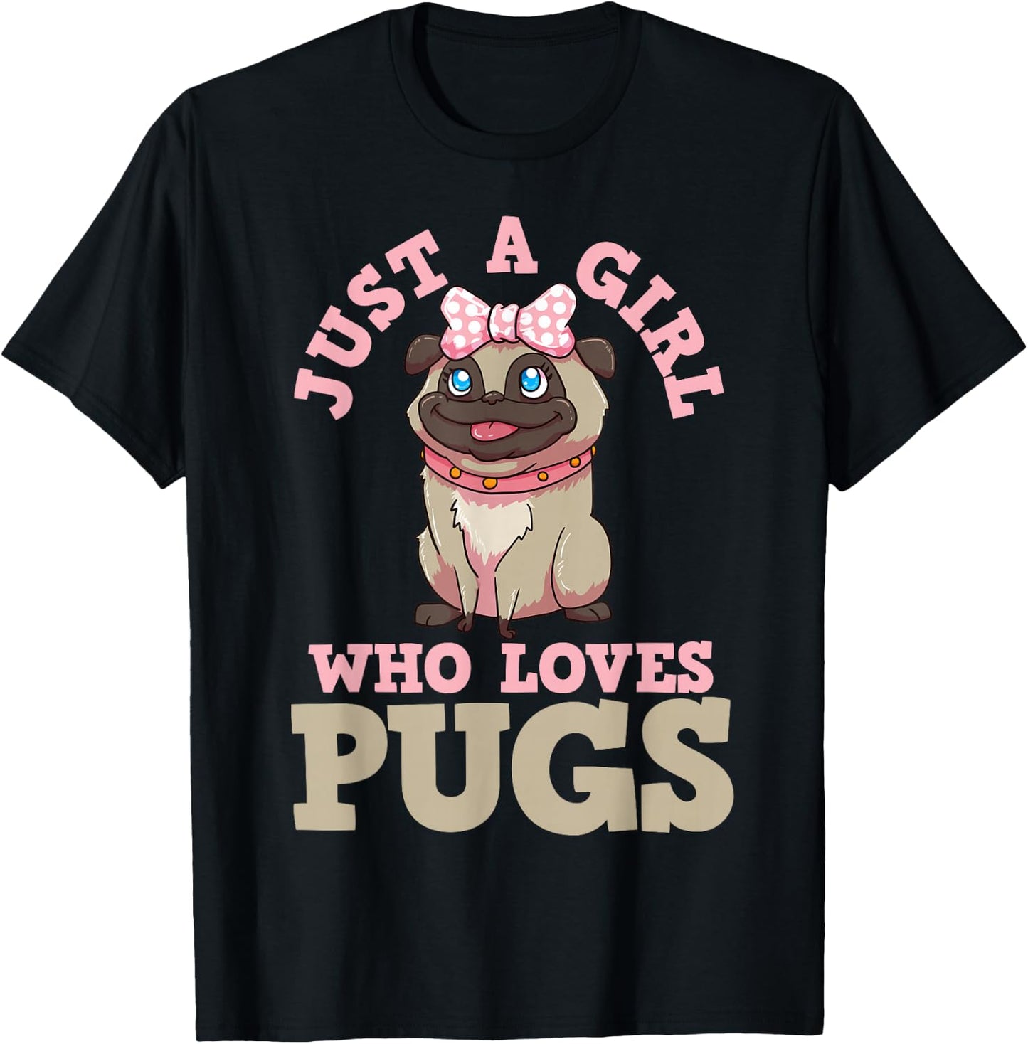 Pug Lover Girl T-Shirt - T-Shirt | Black