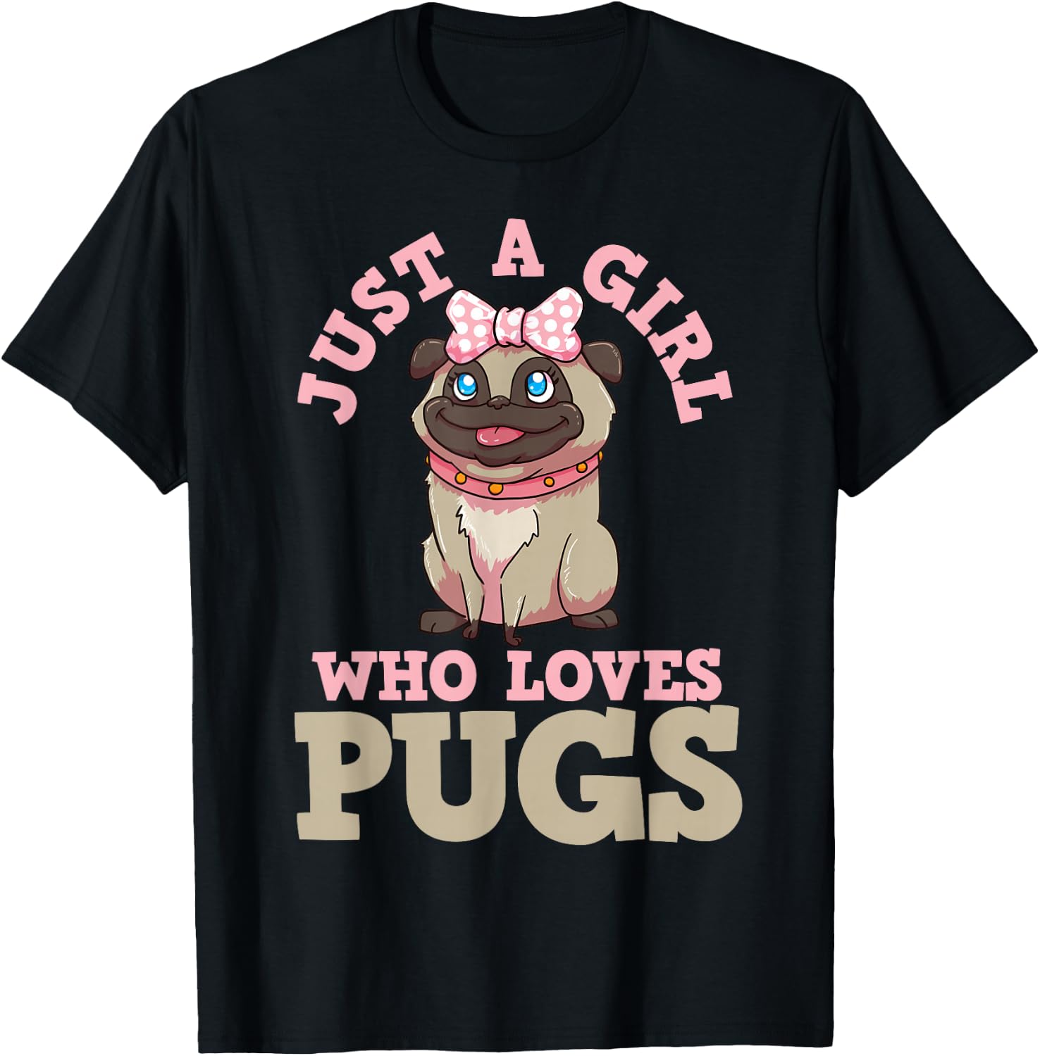 Pug Lover Girl T-Shirt - T-Shirt | Black