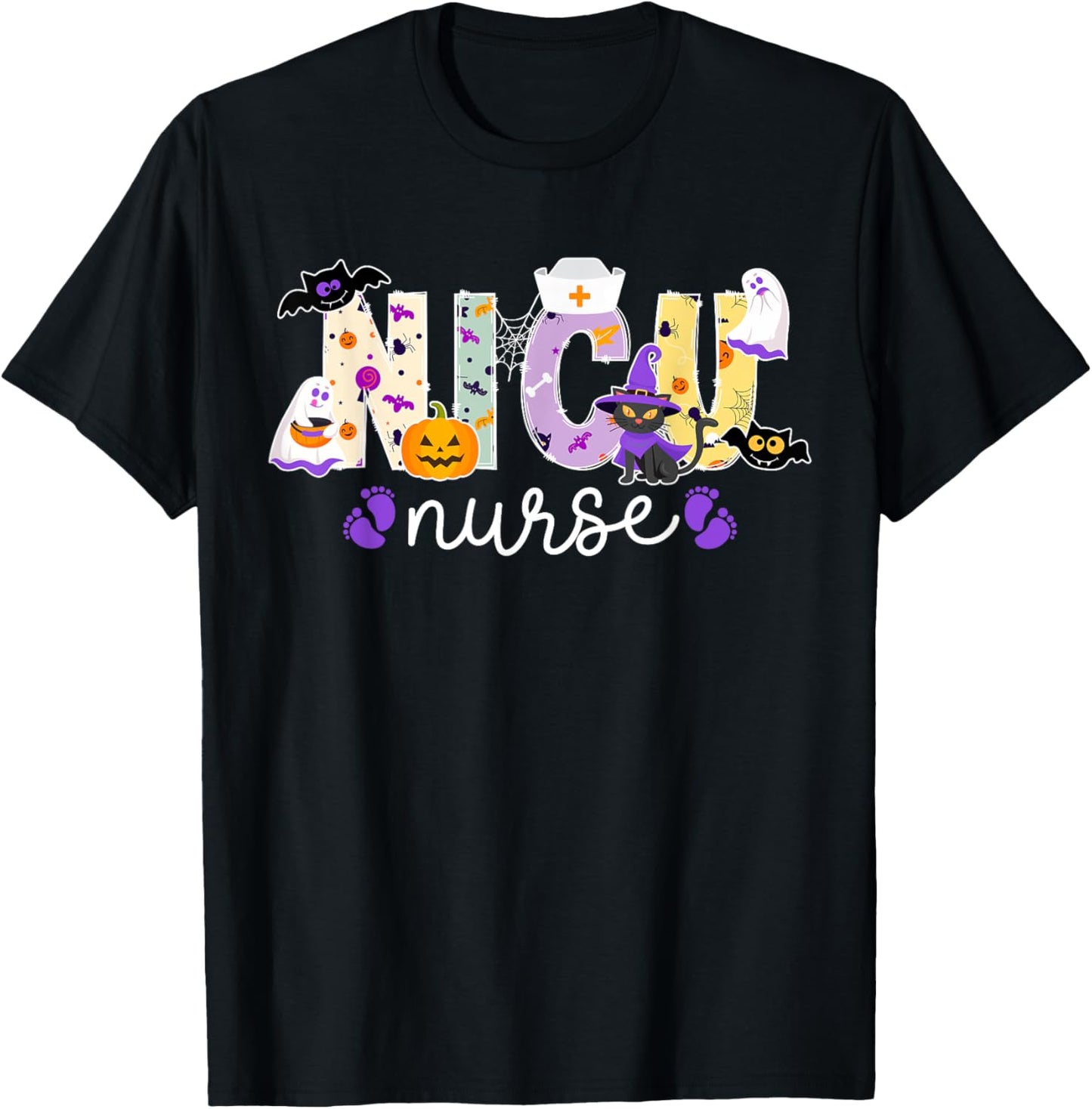Spooky NICU Nurse Halloween Neonatal Intensive Care Unit T-Shirt - T-Shirt | Black