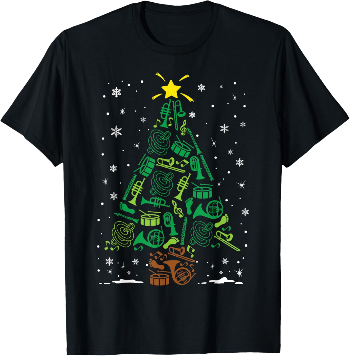 Marching Band Instrument Family Matching Christmas Tree T-Shirt - T-Shirt | Black