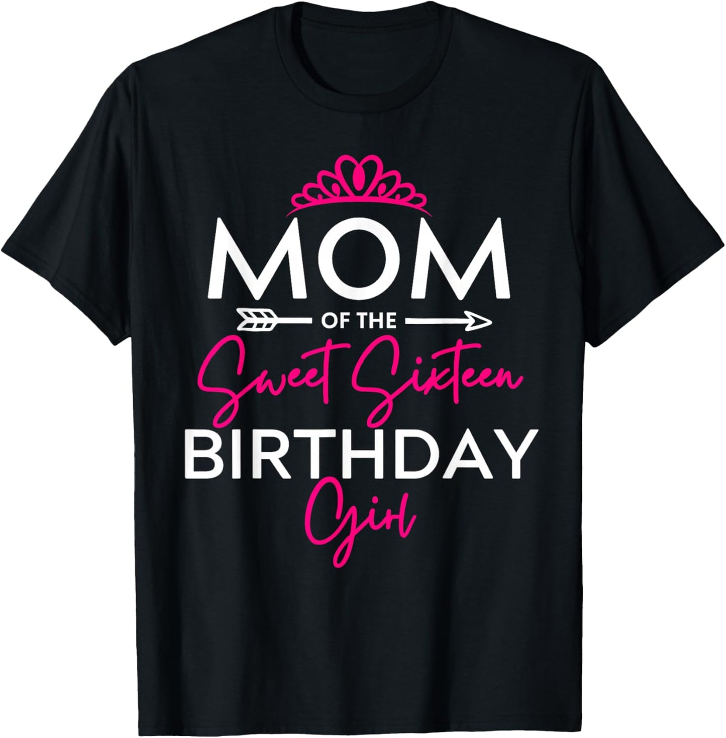 Mom of the Sweet Sixteen Birthday Girl Teen Bday Party T-Shirt - T-Shirt | Black