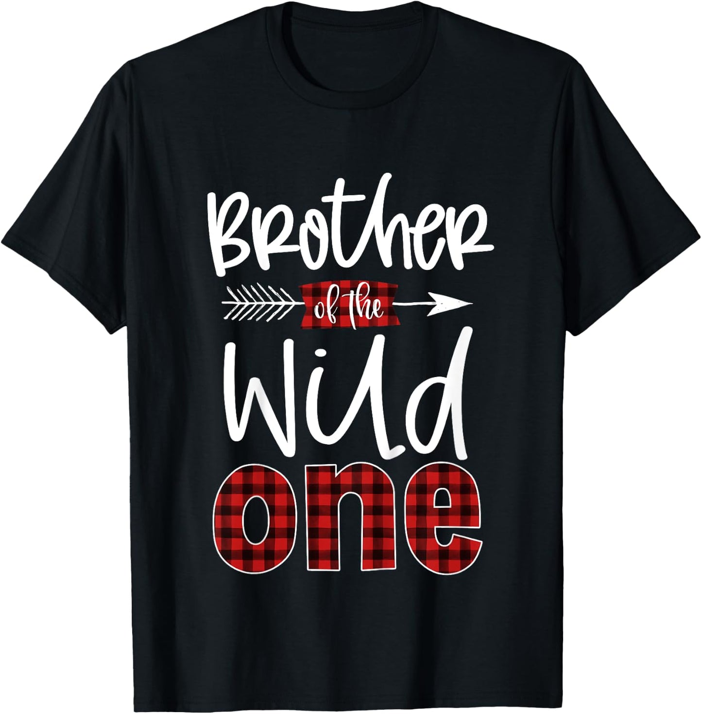 Kids Brother of The Wild One Shirt Plaid Lumberjack 1st Birthday T-Shirt - T-Shirt | Black