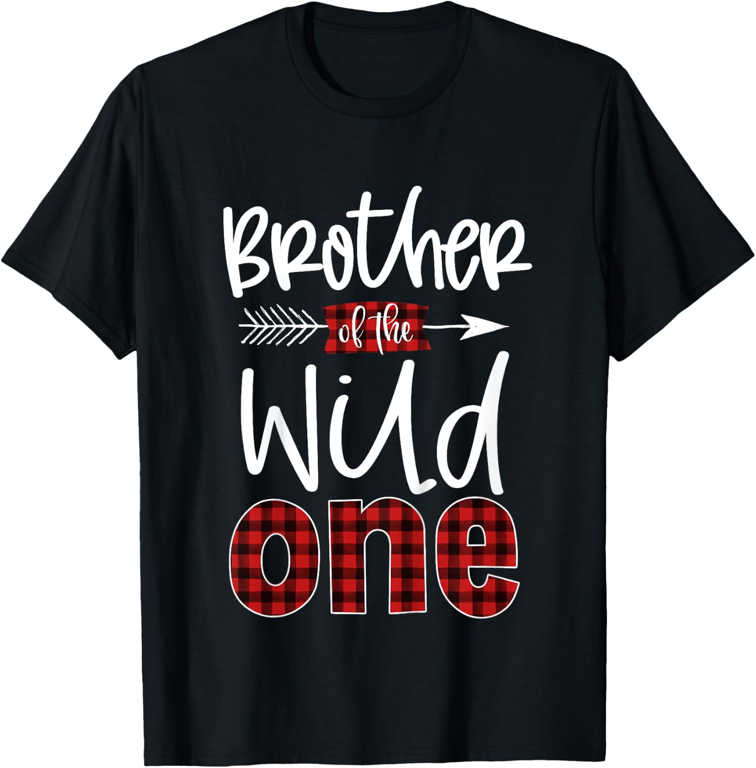 Kids Brother of The Wild One Shirt Plaid Lumberjack 1st Birthday T-Shirt - T-Shirt | Black
