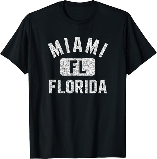 Miami Florida FL Gym Style Distressed White Print