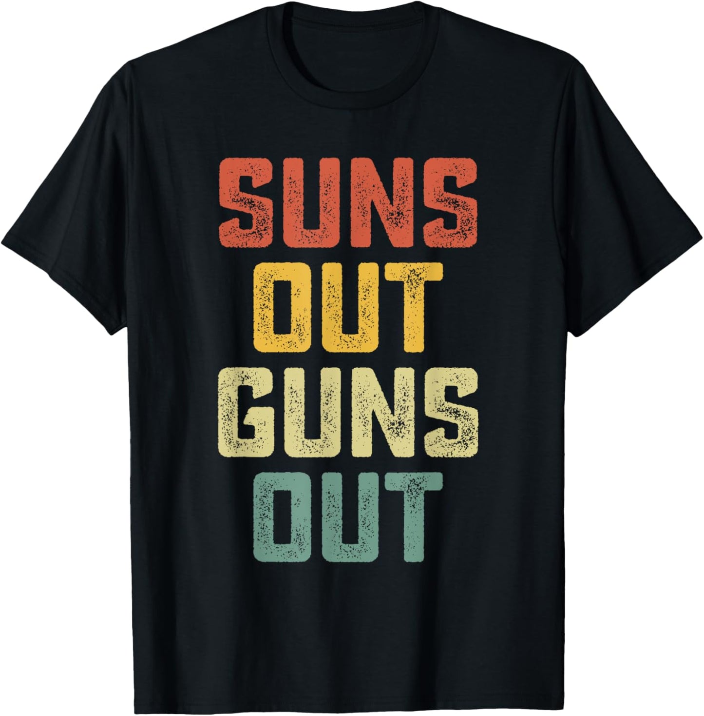 Suns Out Guns Out Cool Muscle Sun Vintage T-Shirt - T-Shirt | Black