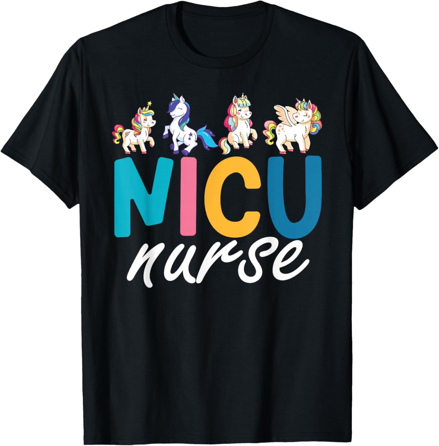 NICU Nurse Animal, Nurse Appreciation, Nicu Nurse Unicorn T-Shirt - T-Shirt | Black
