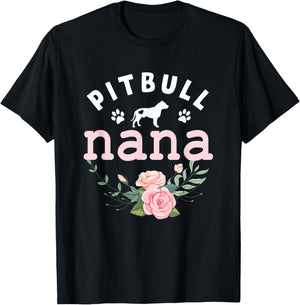 Pitbull Dog Nana Grandma Mother's Day Gifts Women Christmas T-Shirt - T-Shirt | Black