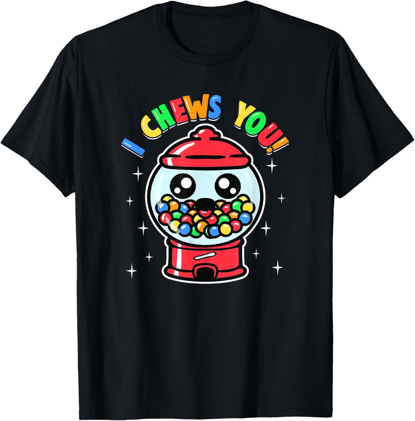 Boys Girls Toddlers Cute I Chews You Bubblegum Machine T-Shirt - T-Shirt | Black