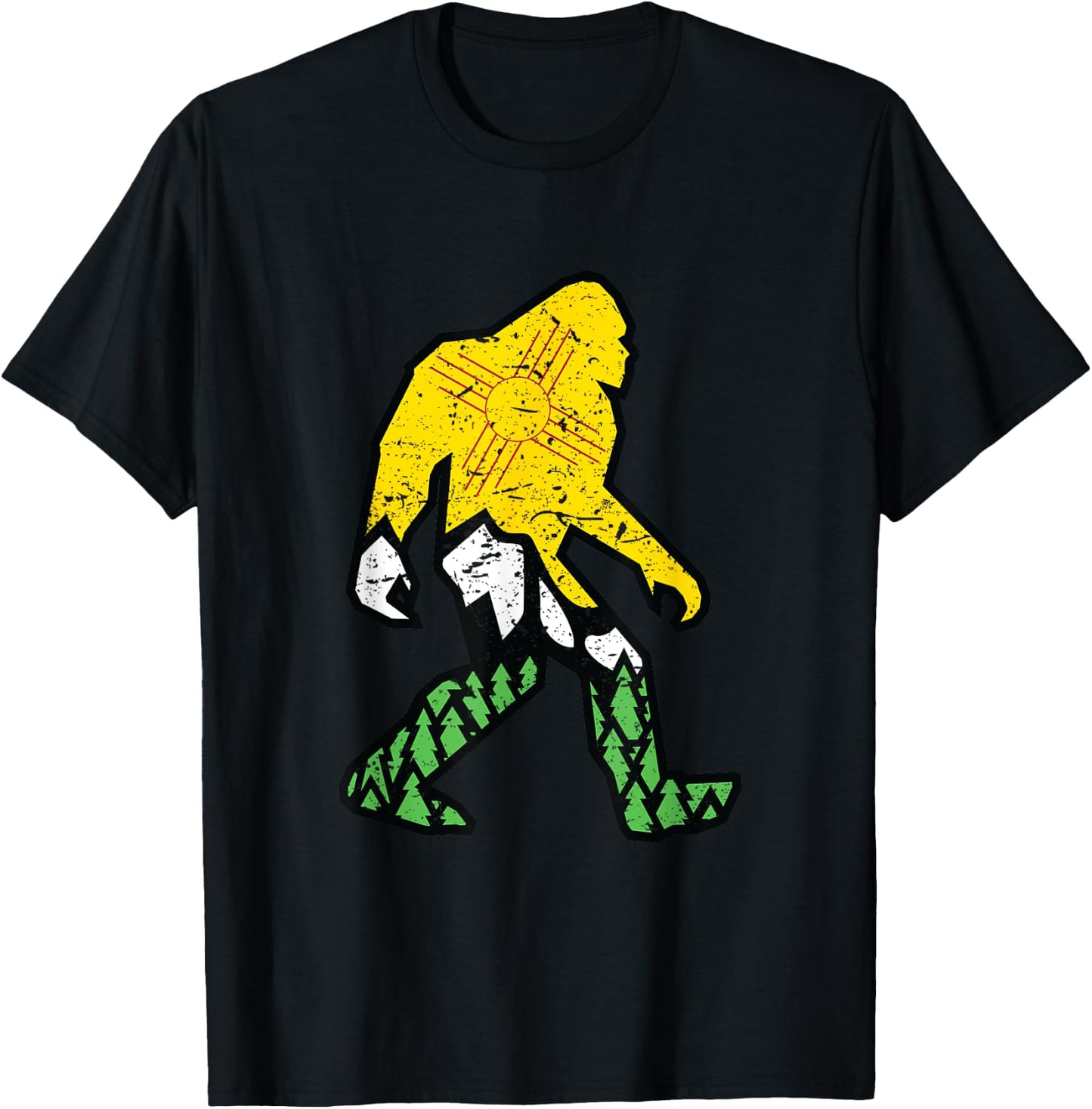 Cool Sasquatch is Real New Mexican Flag Yeti Hide & Seek NM T-Shirt - T-Shirt | Black