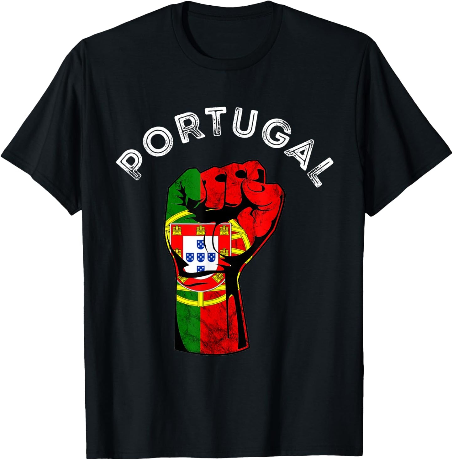 Portugal Hand Fist Power Portuguese Pride Portuguese Flag T-Shirt - T-Shirt | Black