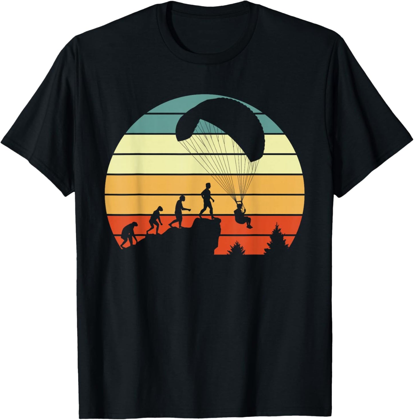 Paragliding Evolution Motiv with Paraglider T-Shirt - T-Shirt | Black