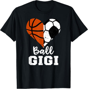 Ball Gigi Funny Soccer Basketball Heart T-Shirt - T-Shirt | Black