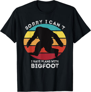 I have Plans With Yeti Sasquatch Men Kids Bigfoot T-Shirt - T-Shirt | Black