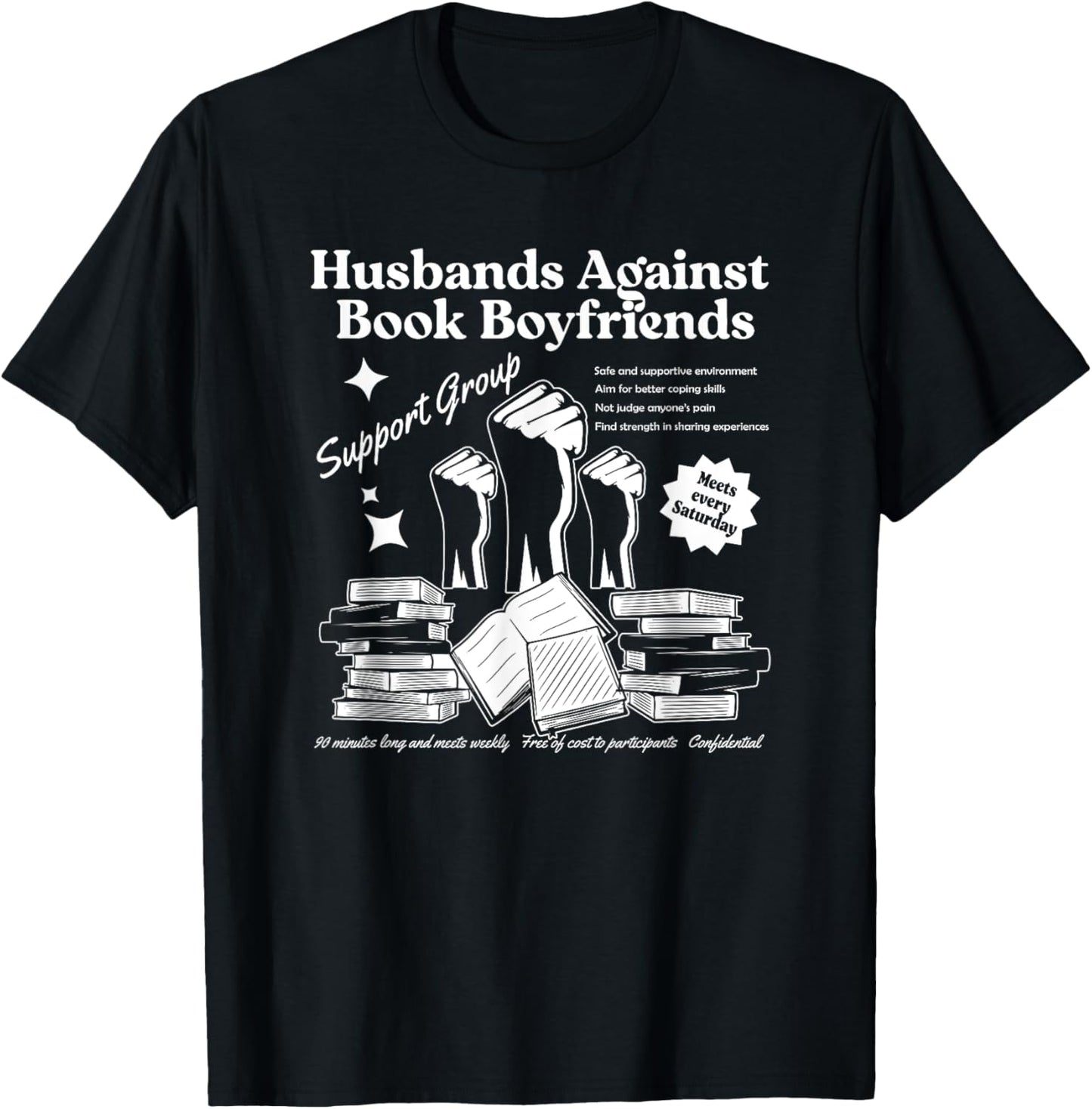 Husbands Against Book Boyfriends, Book Boyfriends Club T-Shirt - T-Shirt | Black