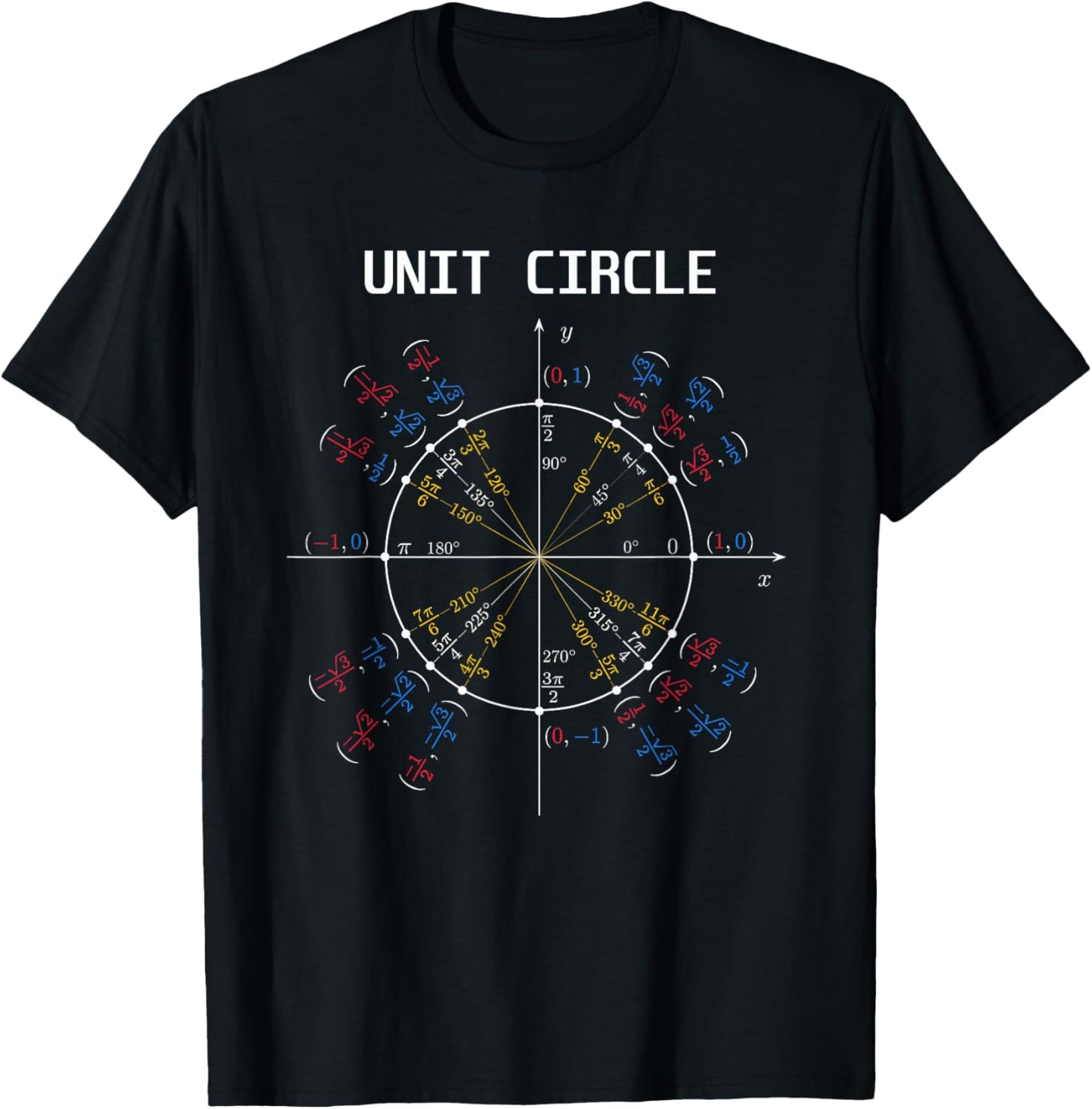 Unit Circle Trigonometry Pi for Nerdy Geek Teacher Students T-Shirt - T-Shirt | Black