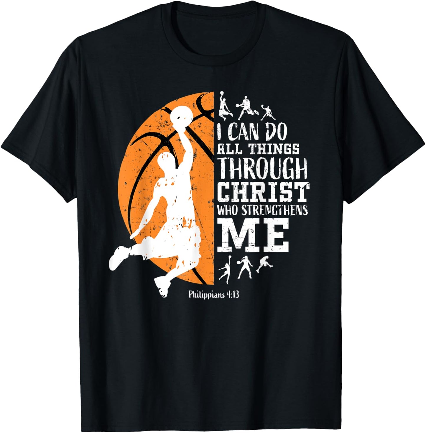 Basketball Shirts Men Boys Philippians 4:13 Gifts Kids T-Shirt - T-Shirt | Black