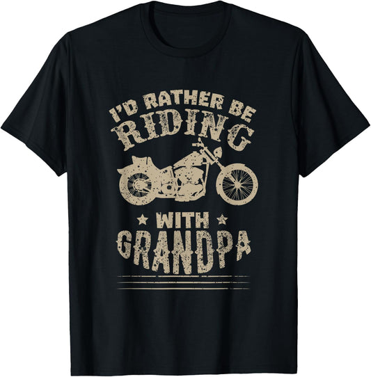 I'd Rather Be Riding With Grandpa by Tek400 T-Shirt - T-Shirt | Black