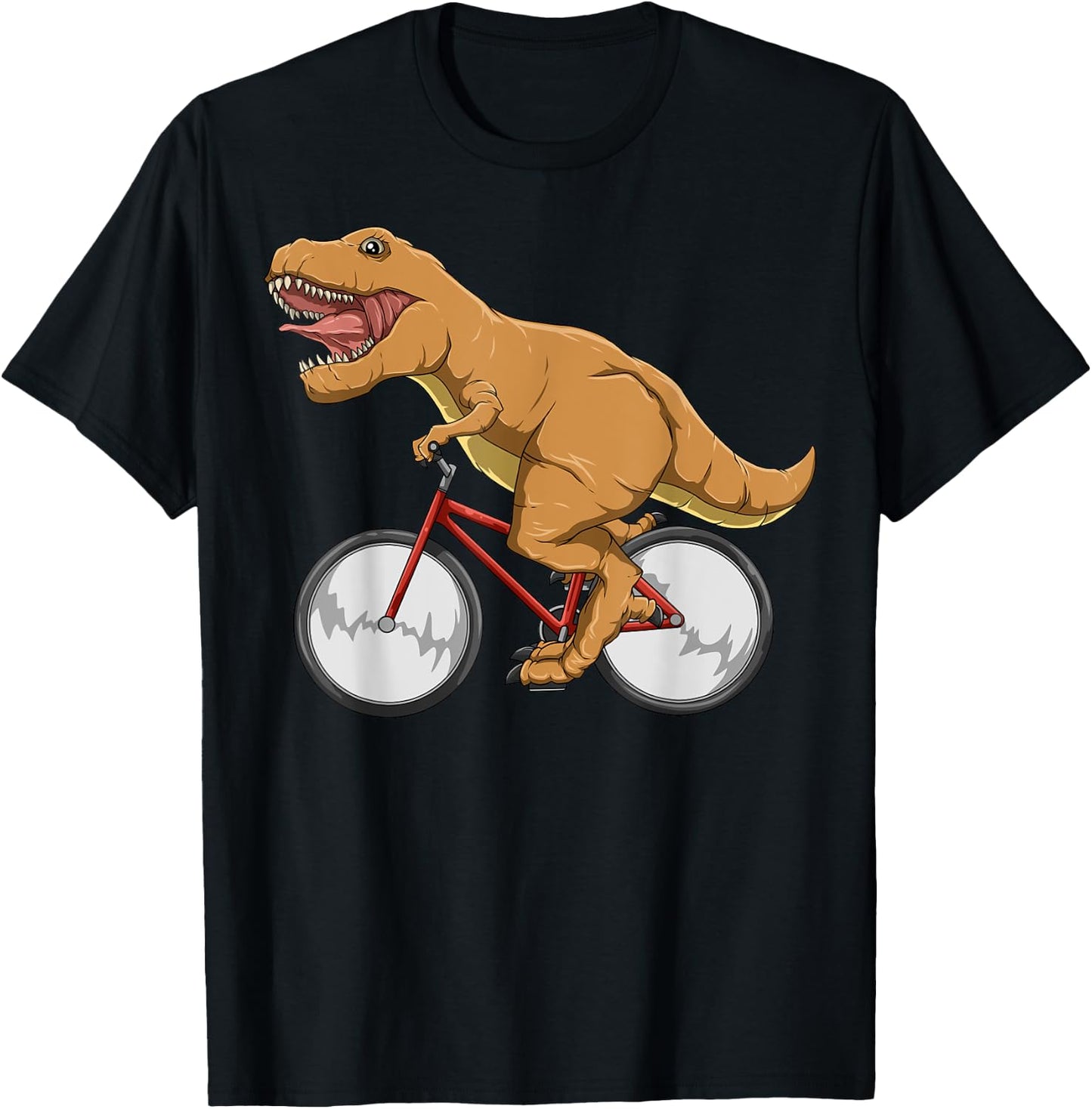Cycling Dinosaur T-Rex Riding Road Bike MTB Cyclocross T-Shirt - T-Shirt | Black