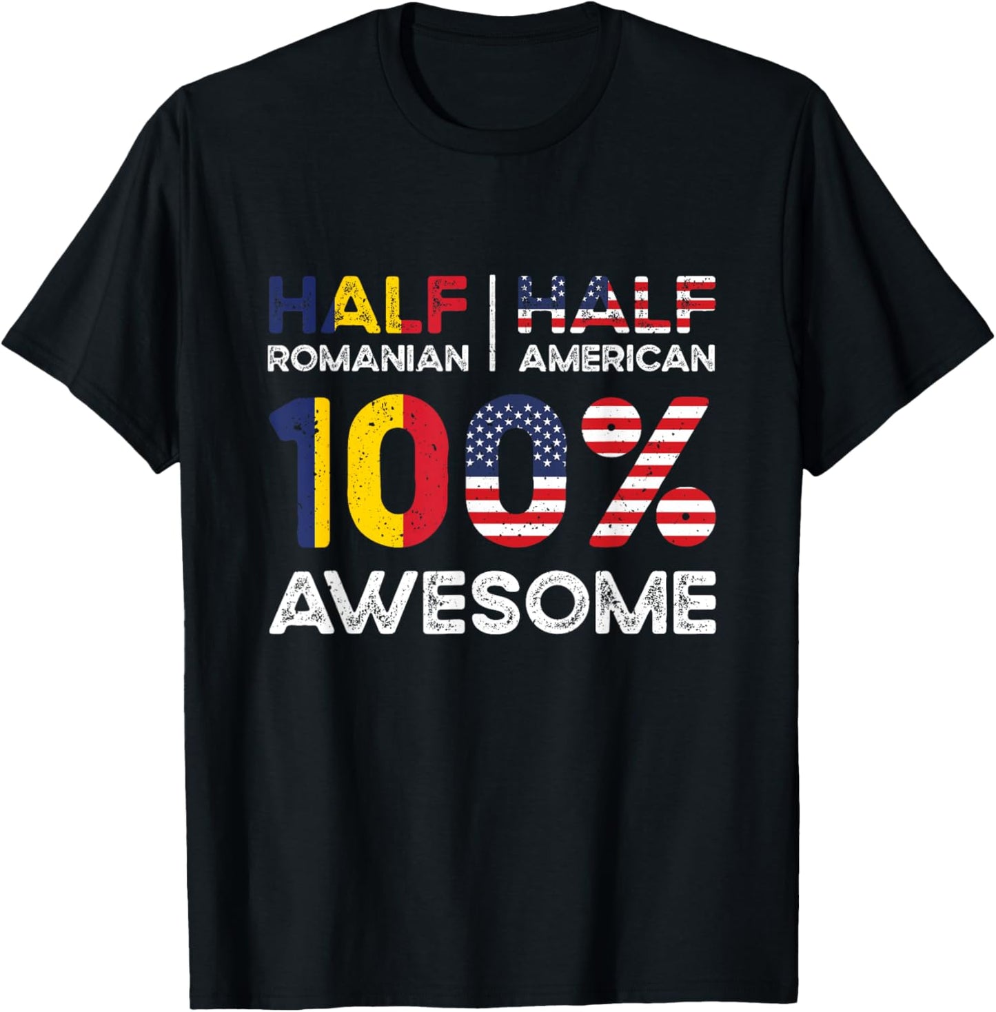 Romanian American Patriot USA Grown Romania US Flag T-Shirt - T-Shirt | Black
