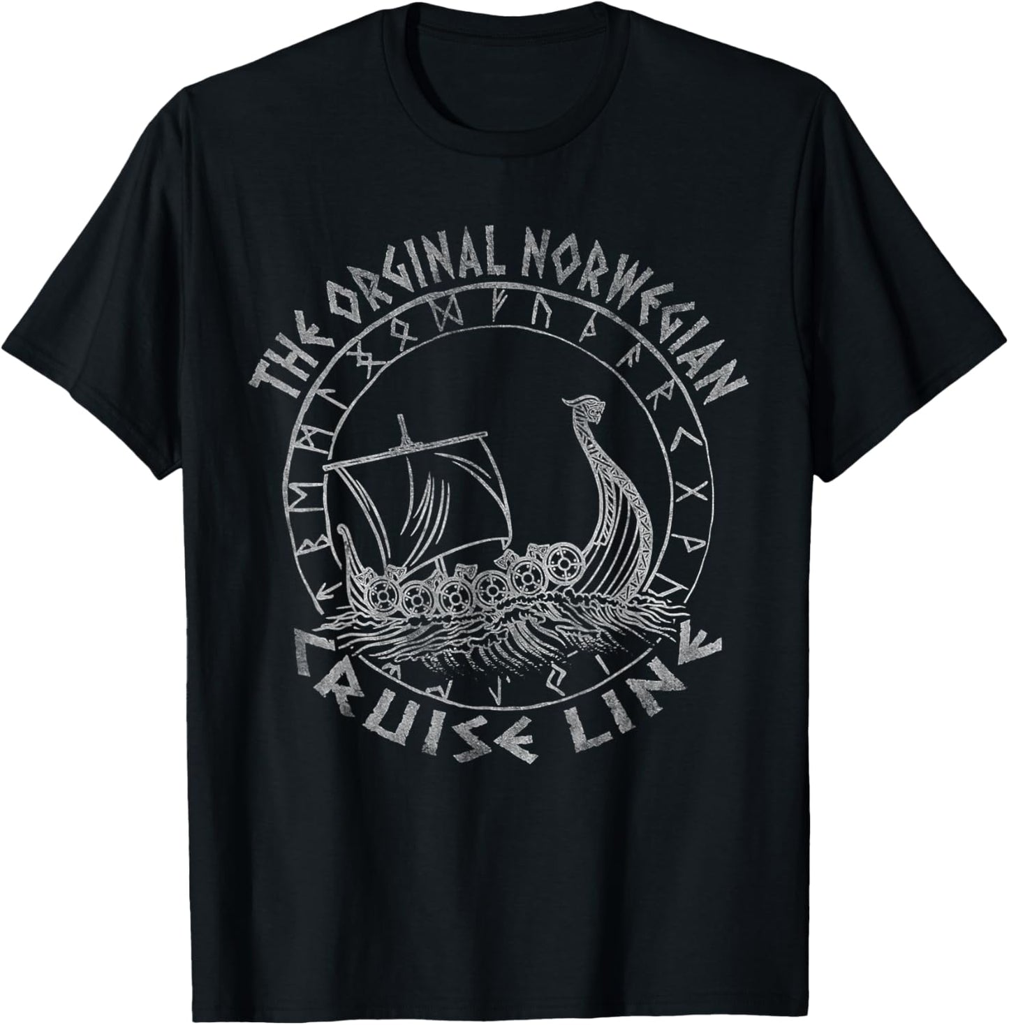 The Original Norwegian Cruise Line Rune Circle Viking Ship T-Shirt - T-Shirt | Black