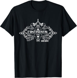 John Wick Continental White Logo Small T-Shirt - T-Shirt | Black