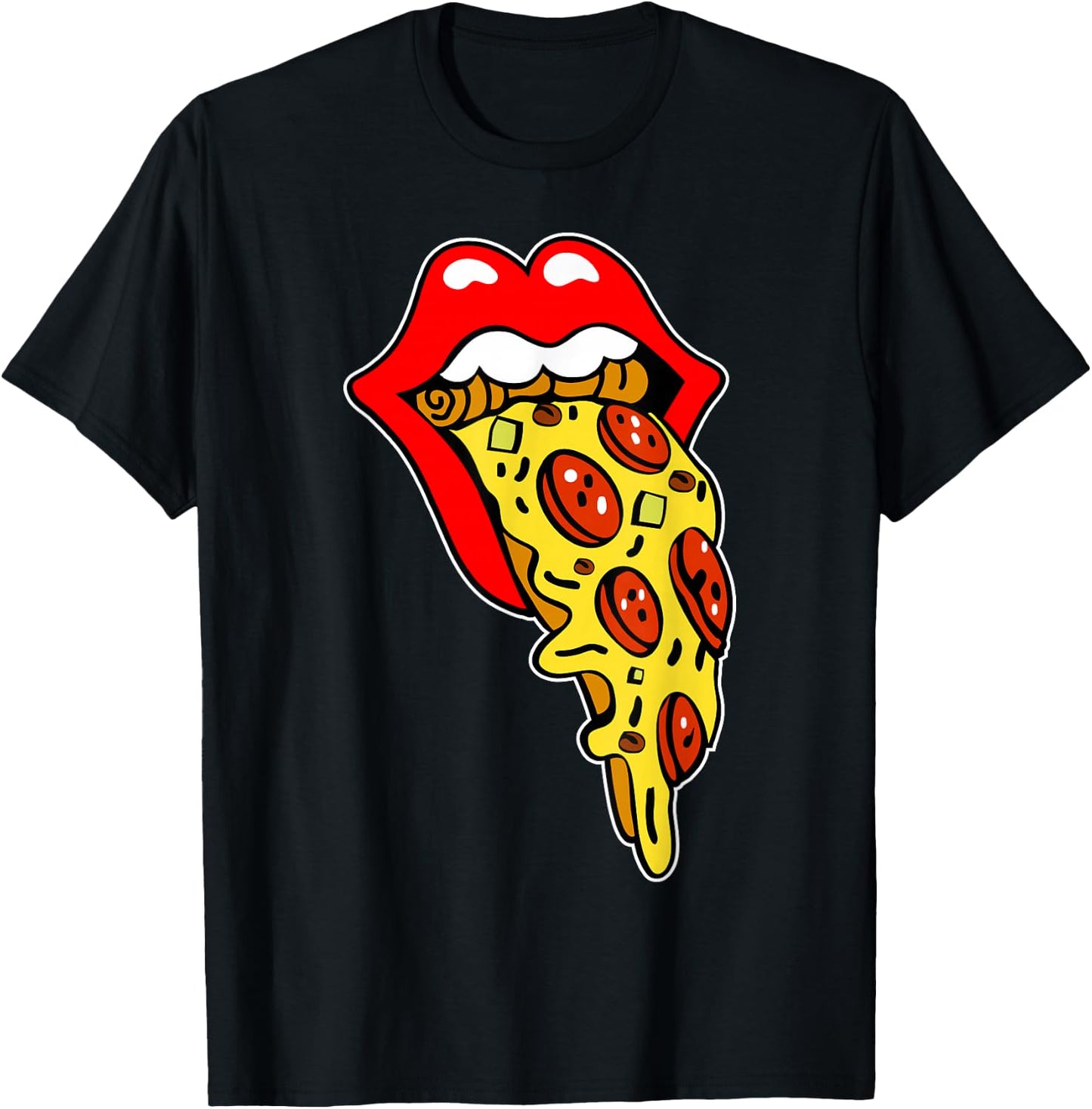 Pizza Mouth Lips T-Shirt - T-Shirt | Black
