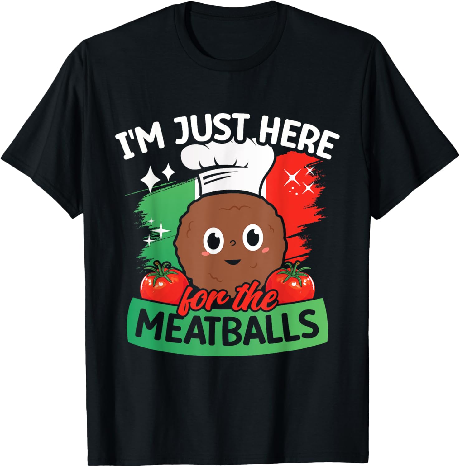 Funny Meatballs Italian Food T-Shirt - T-Shirt | Black