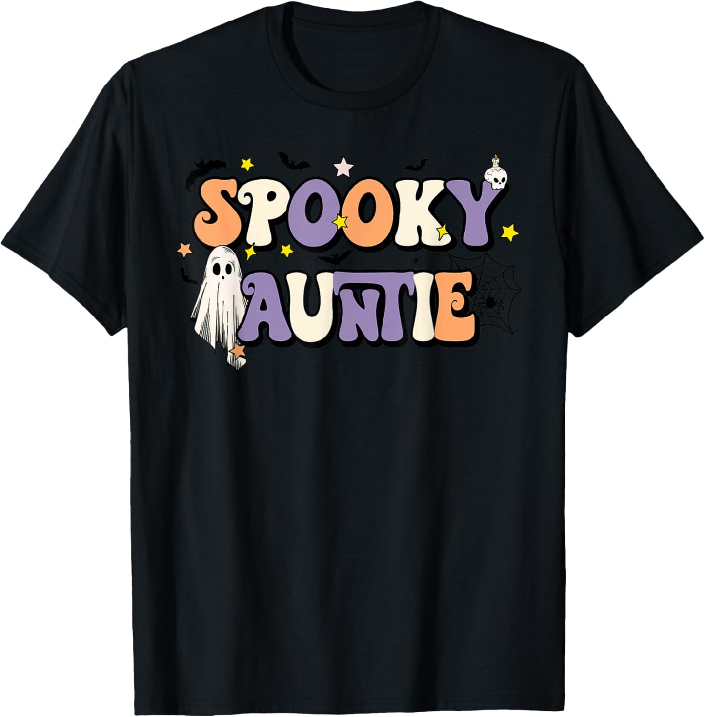Spooky Auntie Halloween Aunt Ghost Witchy Costume T-Shirt - T-Shirt | Black